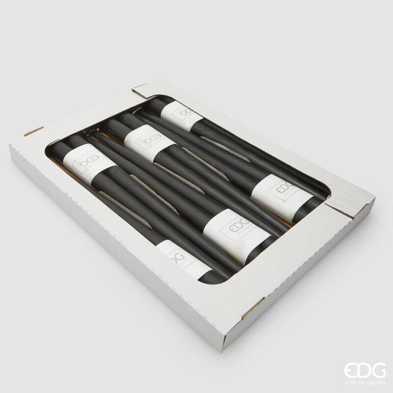 EDG Enzo De Gasperi Set 12 Candele a Stelo H30 Ø2,2 cm Nere – Candele Decorative