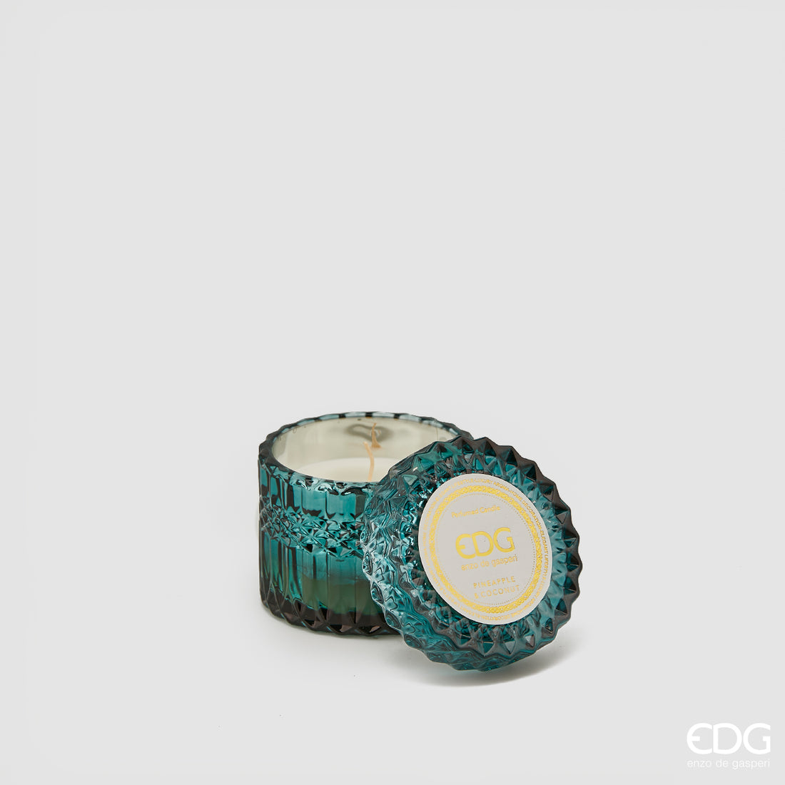 EDG Enzo De Gasperi Candela Crystal con Vaso + Scatola Regalo H 8,5 Cm D 9 Cm 160gr Verde Bosco