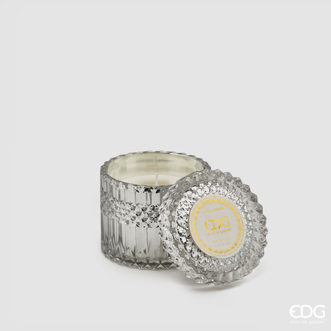 EDG Enzo De Gasperi Candela Crystal con Vaso + Scatola Regalo H 10,5 cm D 10,5 cm Natural