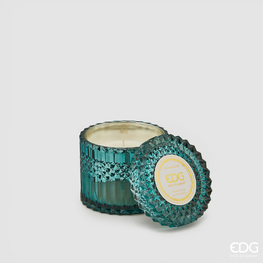 EDG Enzo De Gasperi Candela Crystal con Vaso + Scatola Regalo H 10,5 cm D 10,5 cm Teal