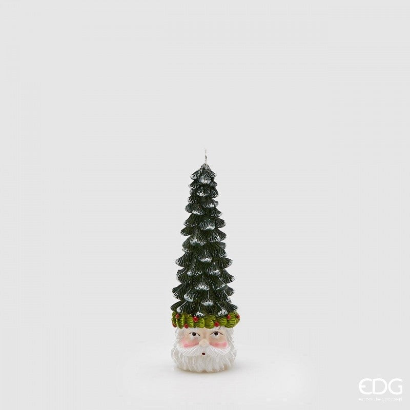 EDG Enzo De Gasperi Candela Babbo Natale Testa Pino H 19 Cm Bianco Verde