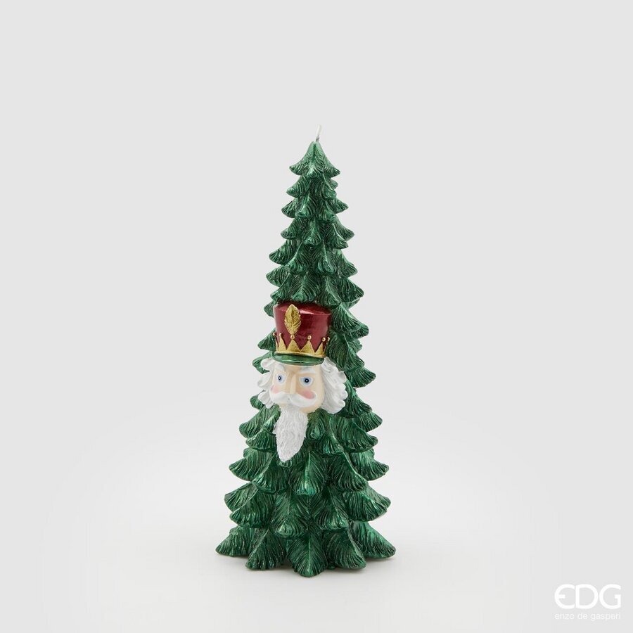 Candela Natale Pino con Soldatino H 26 Cm D 11 Cm Verde