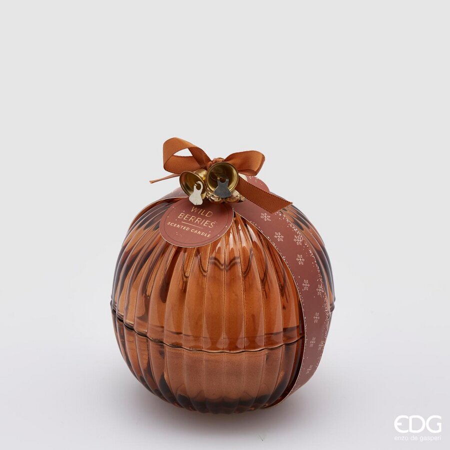 Candela Natale Sfera con Vetro H 11,5 Cm D 11 Cm Amber