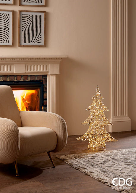 Albero di Natale Led Stripes 720 MicroLed H 58 Cm L 48 Cm L 9,5 Cm Oro