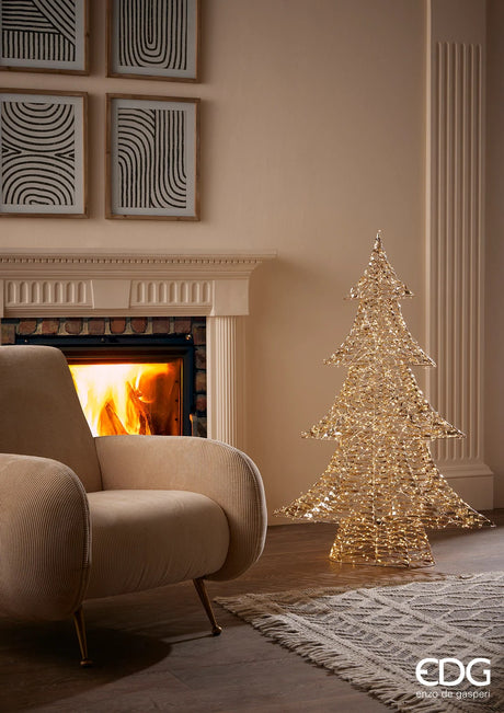 Albero di Natale Led Stripes 1.800 MicroLed H 122 Cm L 82 Cm L 20 Cm Oro