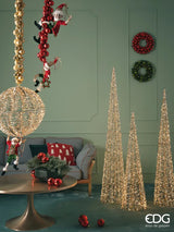 EDG Enzo De Gasperi Albero di Natale Led Stripes Cono 2400 MicroLed H 210 Cm D 40 Cm Gold