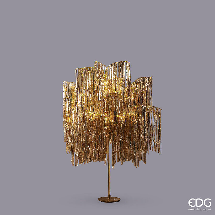 EDG Enzo De Gasperi Albero di Natale Led Frange 600 Microled H 150 Cm D 90 Cm Champagne