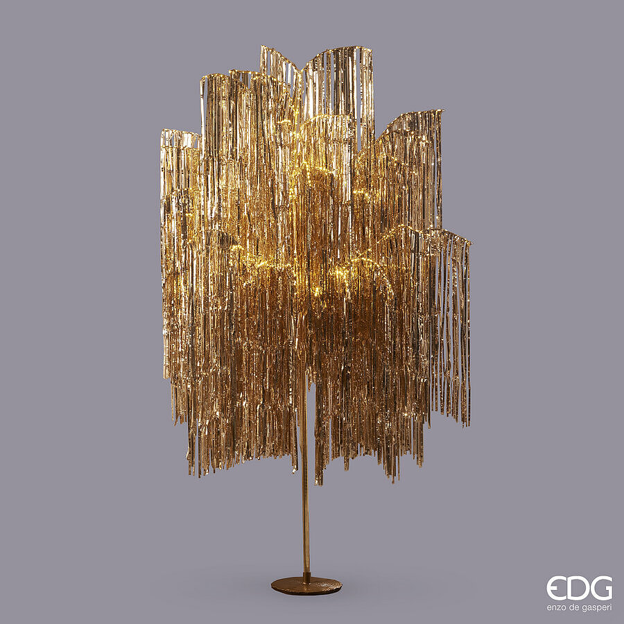 EDG Enzo De Gasperi Albero di Natale Led Frange 1.500 Microled H 250 Cm D 160 Cm Champagne