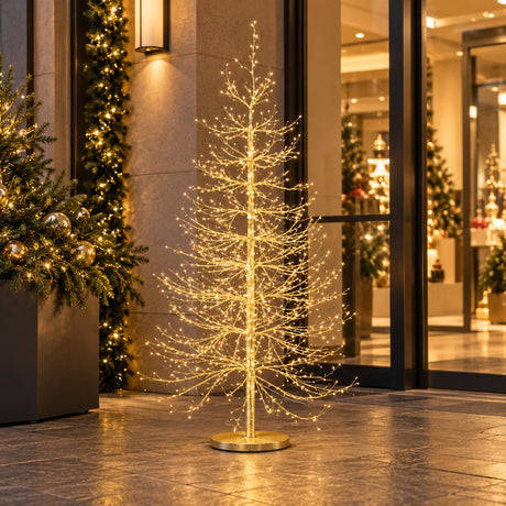 EDG Enzo De Gasperi Albero di Natale Faggio Oro Rich 1440 MicroLED H150 Ø105 cm IP44 – Albero Luminoso da Esterno