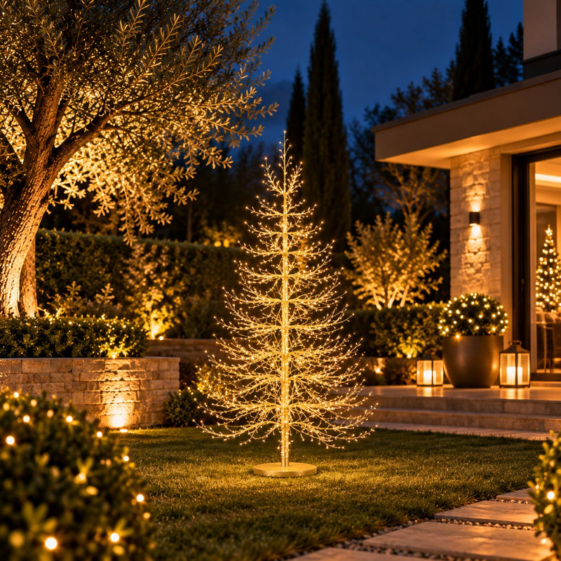 EDG Enzo De Gasperi Albero di Natale Faggio Rich Oro 1940 MicroLED H180 Ø115 cm IP44 – Albero Luminoso da Esterno