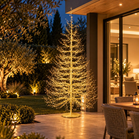 EDG Enzo De Gasperi Albero di Natale Faggio Rich Oro 2690 MicroLED H210 Ø130 cm IP44 – Albero Luminoso da Esterno