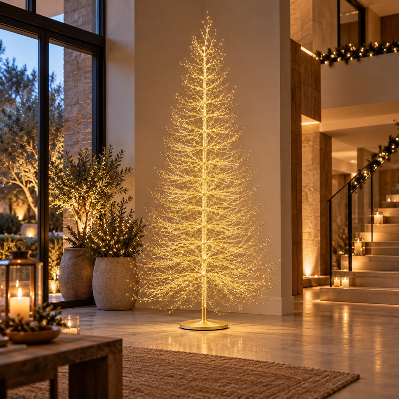 EDG Enzo De Gasperi Albero di Natale Faggio Rich Oro 4060 MicroLED H240 Ø150 cm IP44 – Albero Luminoso da Esterno