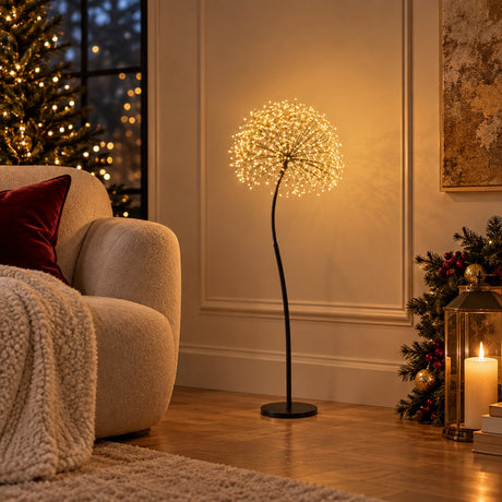 EDG Enzo De Gasperi Decoro Tarassaco Rich Nero 240 MicroLED H90 Ø20 cm IP44 – Decorazione Natalizia Luminosa