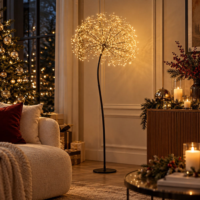 EDG Enzo De Gasperi Decoro di Natale Tarassaco Rich Nero 384 LED H120 Ø30 cm IP44 – Decorazione Luminosa