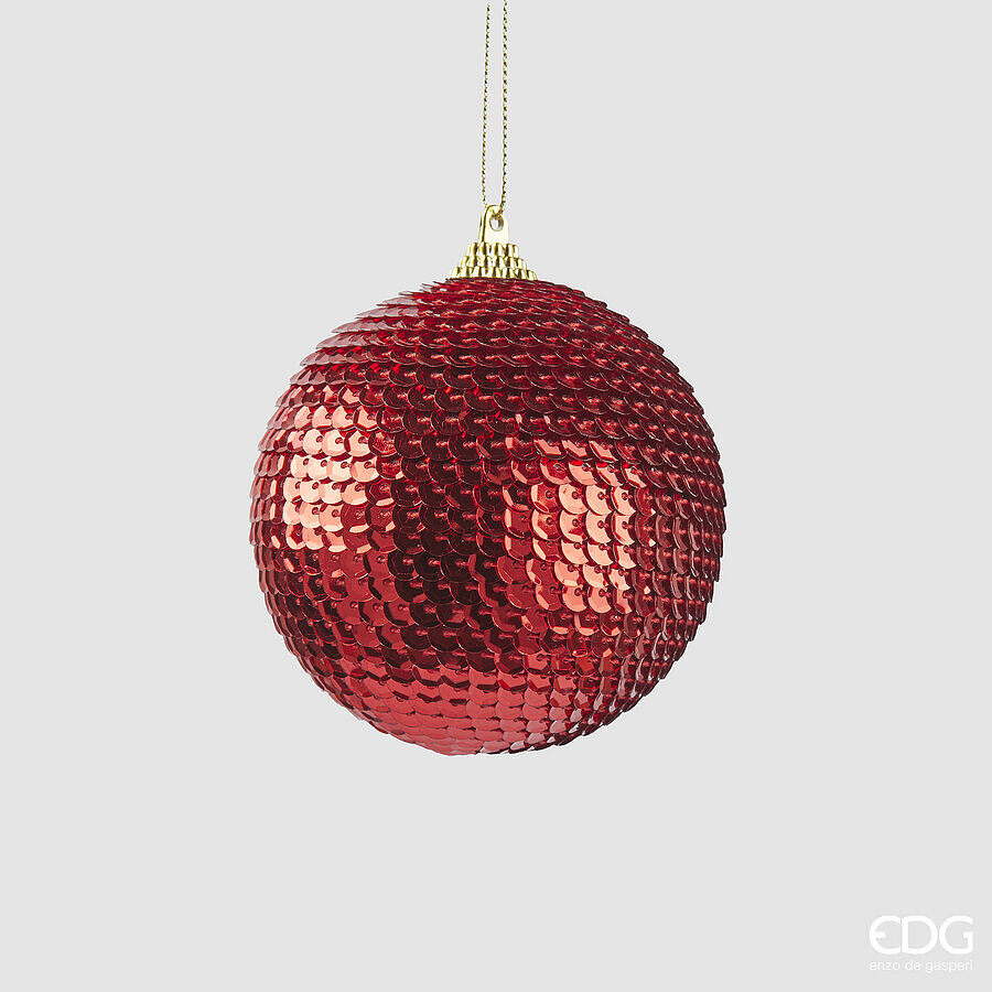EDG Enzo De Gasperi Addobbo Natale Palla Squame D 8 Cm Rosso