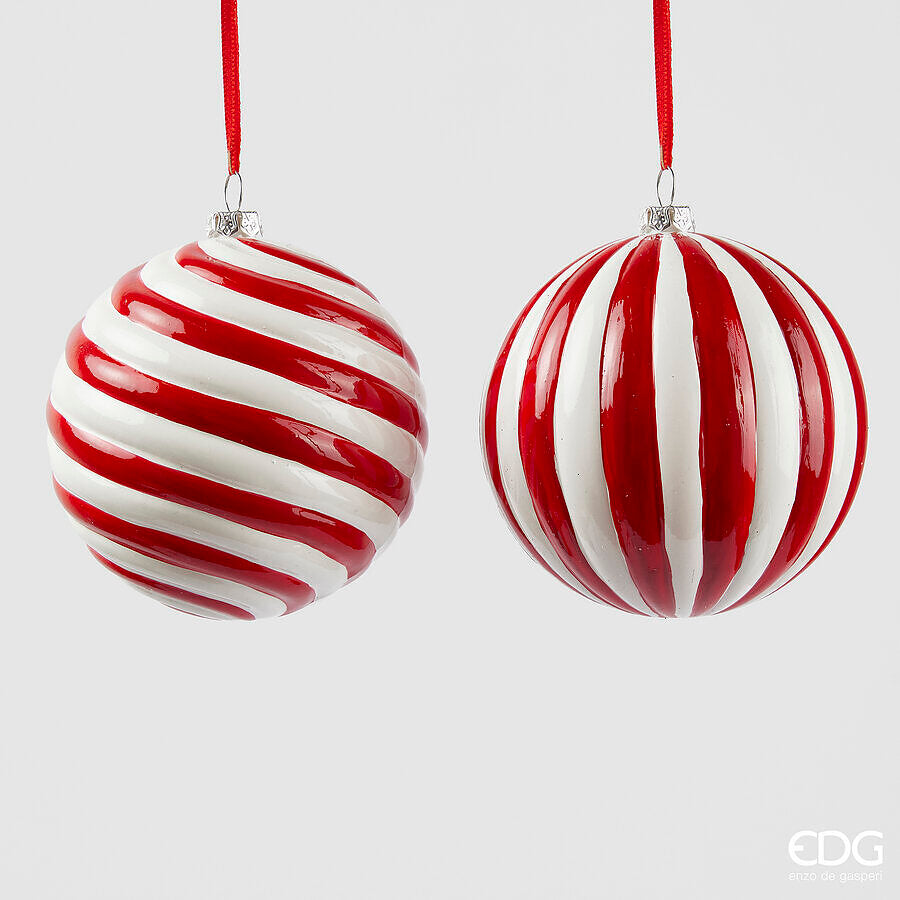 EDG Enzo De Gasperi Addobbo Natale Palla Candy D 10 Cm Bianco Rosso 1Pz