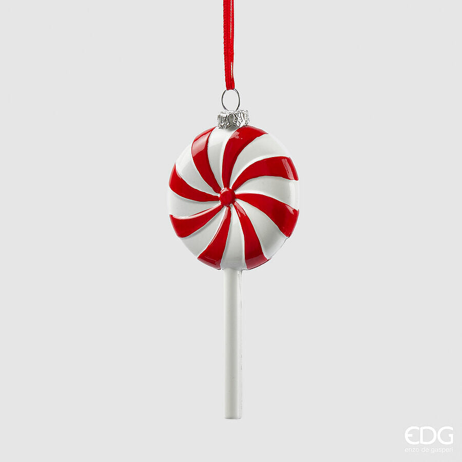 EDG Enzo De Gasperi Addobbo Natale Candy H 13 Cm L 6 Cm Bianco Rosso