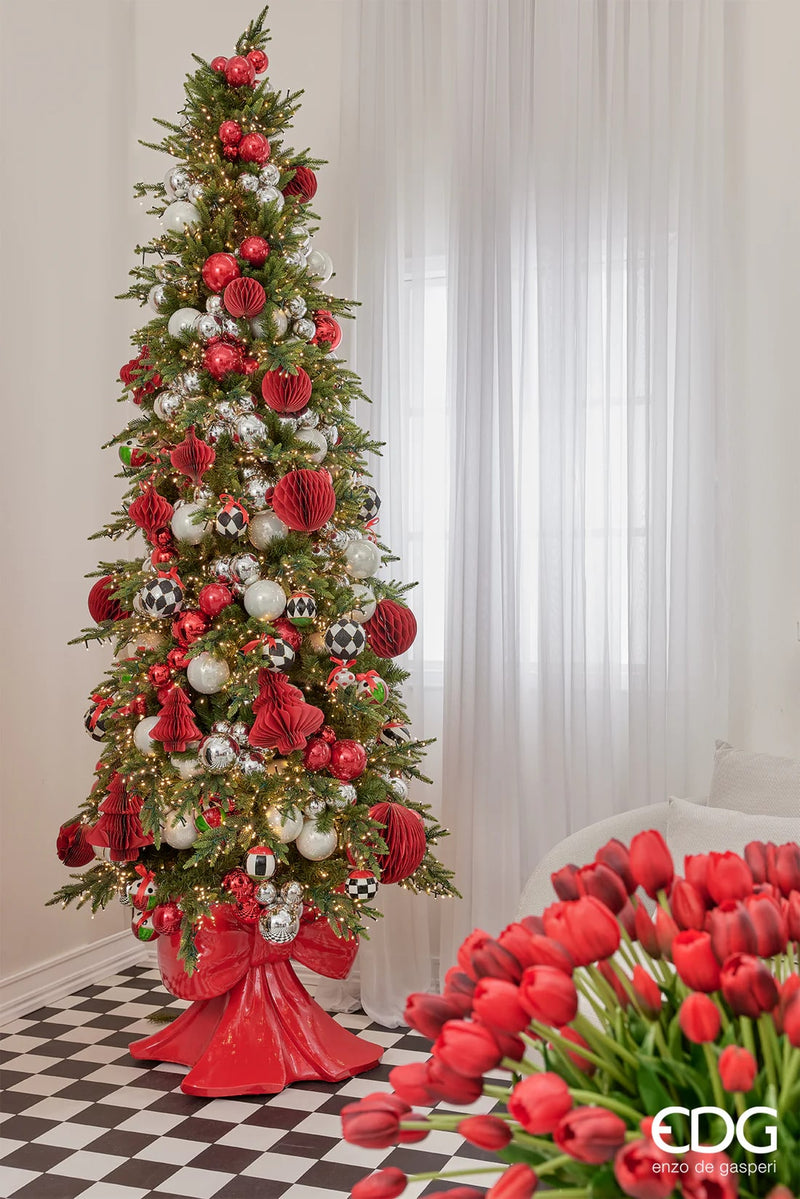 EDG Enzo De Gasperi Base per Albero Natale Pino Fiocco H 57 Cm L 50 Cm L 50 Cm Rosso