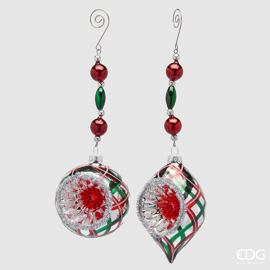 EDG Enzo De Gasperi Addobbo Natalizio Lanterna Fuso Tartan Assortita H8 cm 1 Pz – Decorazione per Albero di Natale