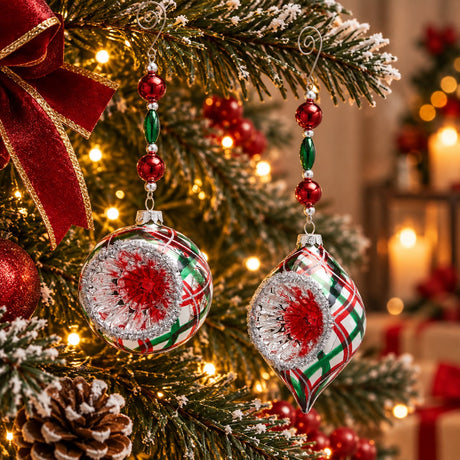 EDG Enzo De Gasperi Addobbo Natalizio Lanterna Fuso Tartan Assortita H8 cm 1 Pz – Decorazione per Albero di Natale