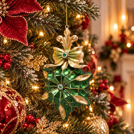 EDG Enzo De Gasperi Addobbo Stella Green Gold H17,5 Ø12 cm – Decorazione di Natale