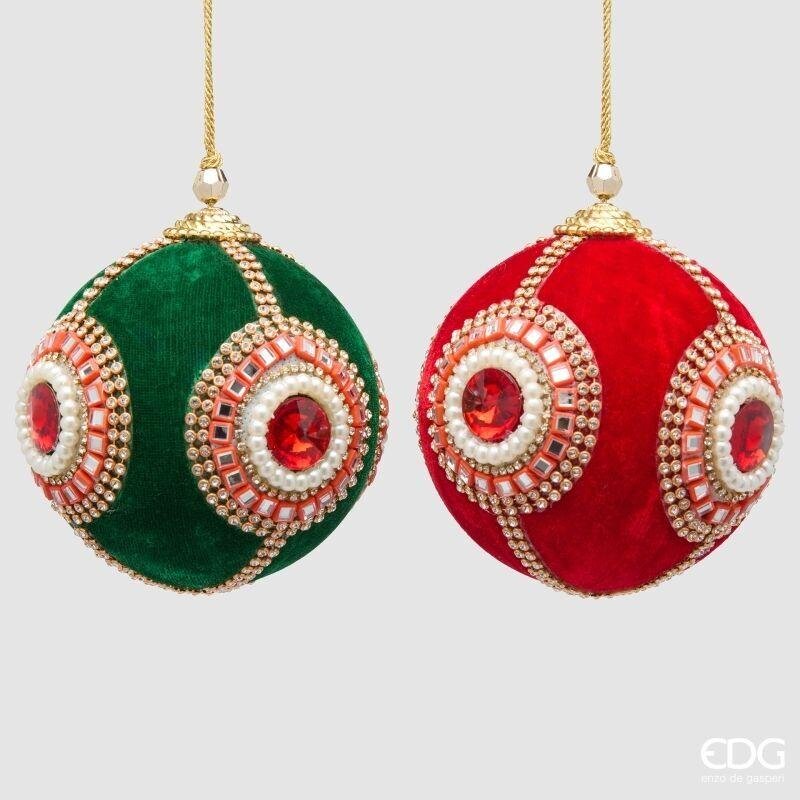 EDG Enzo De Gasperi Palla Gioiello di Natale Green Red Ø10 cm – 1 Pezzo Assortito
