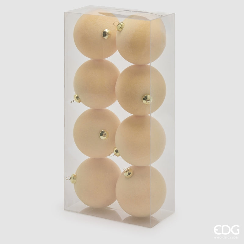 EDG Enzo De Gasperi Palline di Natale Velluto Cream Ø8 cm – Set 8 Pezzi