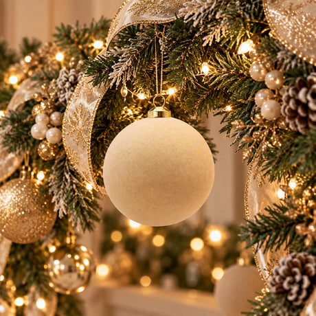 EDG Enzo De Gasperi Palline di Natale Velluto Cream Ø8 cm – Set 8 Pezzi