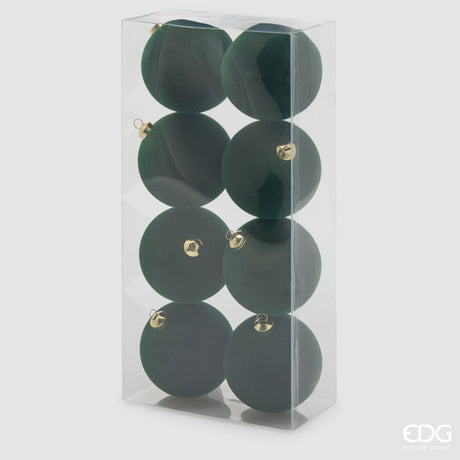 EDG Enzo De Gasperi Palline di Natale in Velluto Dark Green Ø8 cm – Set 8 Pezzi