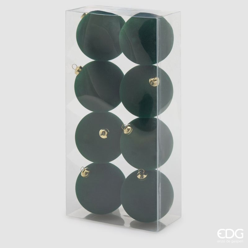 EDG Enzo De Gasperi Palline di Natale in Velluto Dark Green Ø8 cm – Set 8 Pezzi