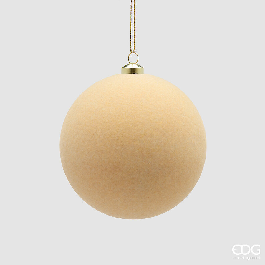 EDG Enzo De Gasperi Palline di Natale in Velluto Cream Ø10 cm – Set 6 Pezzi