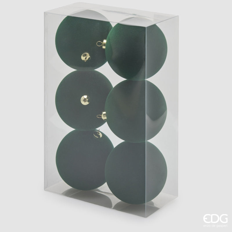 EDG Enzo De Gasperi Palline di Natale in Velluto Verde Scuro Ø10 cm – Set 6 Pezzi