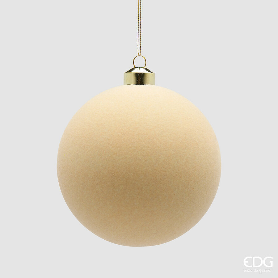 EDG Enzo De Gasperi Palline di Natale in Velluto Cream Ø12 cm – Set 4 Pezzi