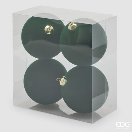 EDG Enzo De Gasperi Palline di Natale in Velluto Dark Green Ø12 cm – Set 4 Pezzi