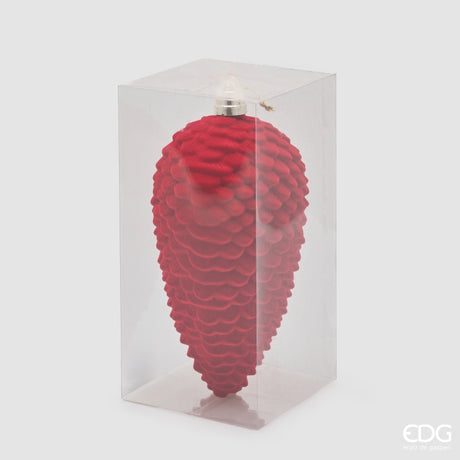 EDG Enzo De Gasperi Pigna in Velluto Rossa H25 cm – Addobbo di Natale