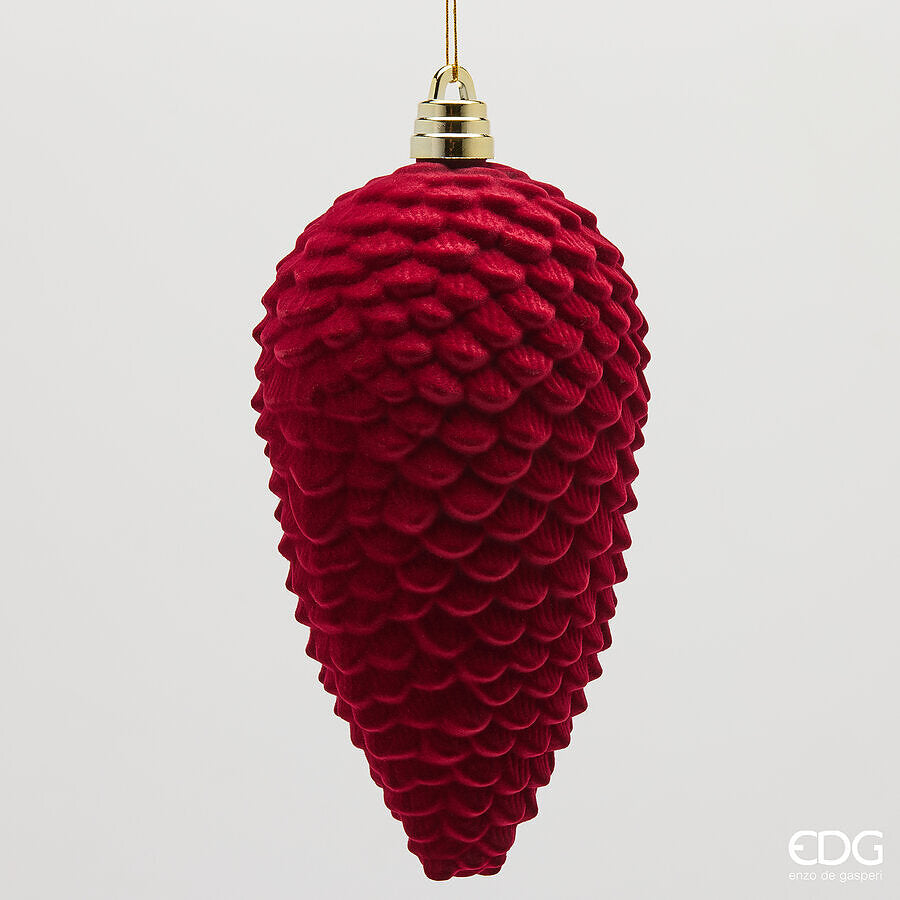 EDG Enzo De Gasperi Pigna in Velluto Burgundy H25 cm – Addobbo di Natale