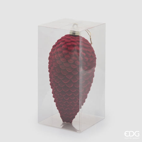 EDG Enzo De Gasperi Pigna in Velluto Burgundy H25 cm – Addobbo di Natale