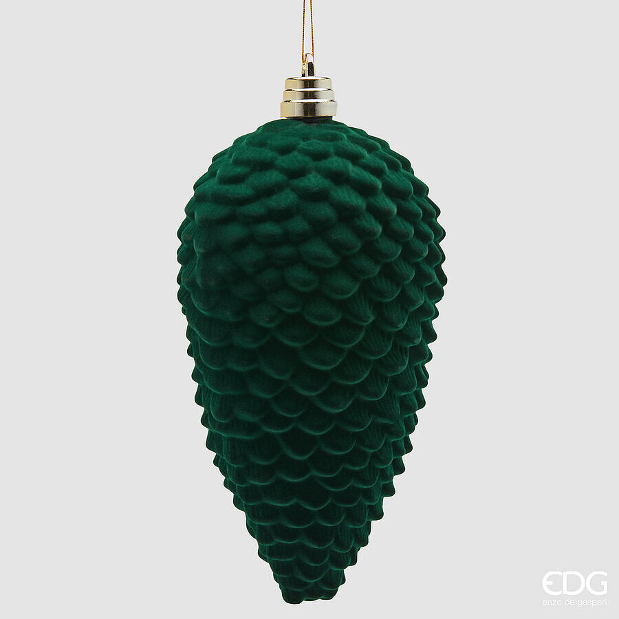 EDG Enzo De Gasperi Pigna in Velluto Dark Green H25 cm – Addobbo di Natale
