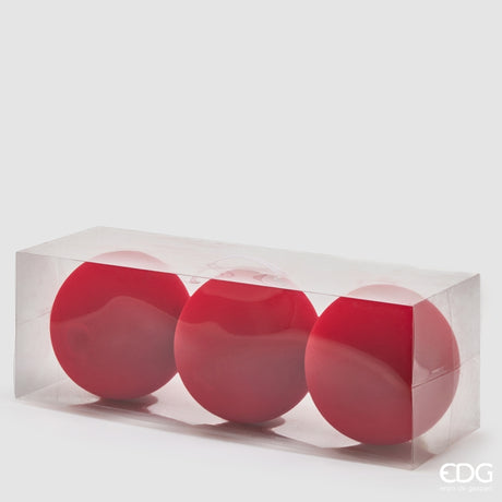 EDG Enzo De Gasperi Palle di Natale in Velluto Rosso Ø20 cm – Set 3 Pezzi