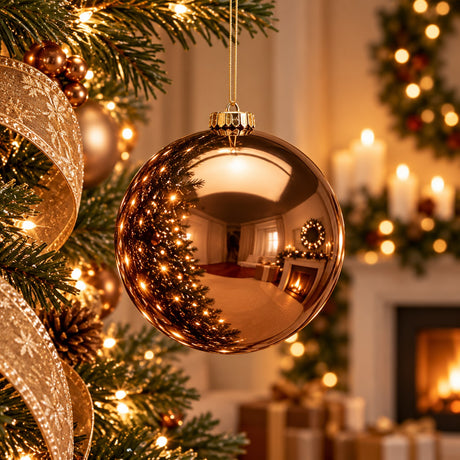 EDG Enzo De Gasperi Palla di Natale Lucida Marrone Ø15 cm – Addobbo Natalizio