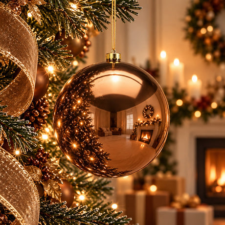 EDG Enzo De Gasperi Palla di Natale Lucida Marrone Ø25 cm – Addobbo Natalizio