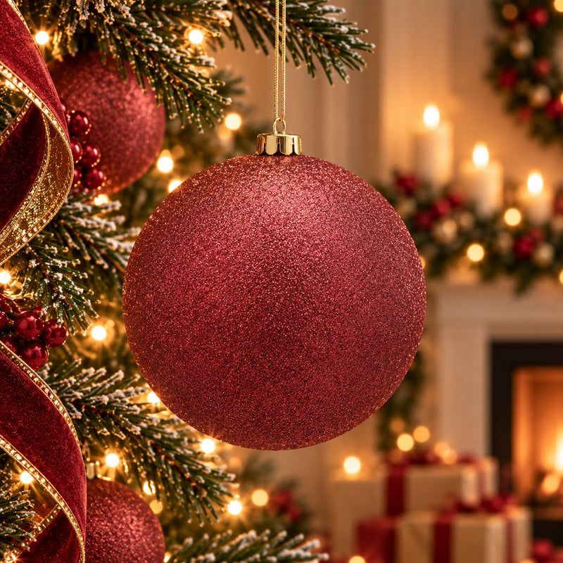 EDG Enzo De Gasperi Palla di Natale Glitter Burgundy Ø20 cm – Addobbo Natalizio