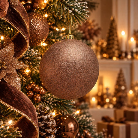 EDG Enzo De Gasperi Palla di Natale Glitter Marrone Ø20 cm – Addobbo Natalizio