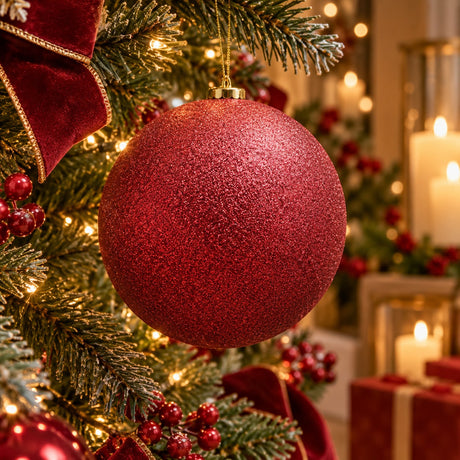 EDG Enzo De Gasperi Palla di Natale Glitter Burgundy Ø25 cm – Addobbo Natalizio