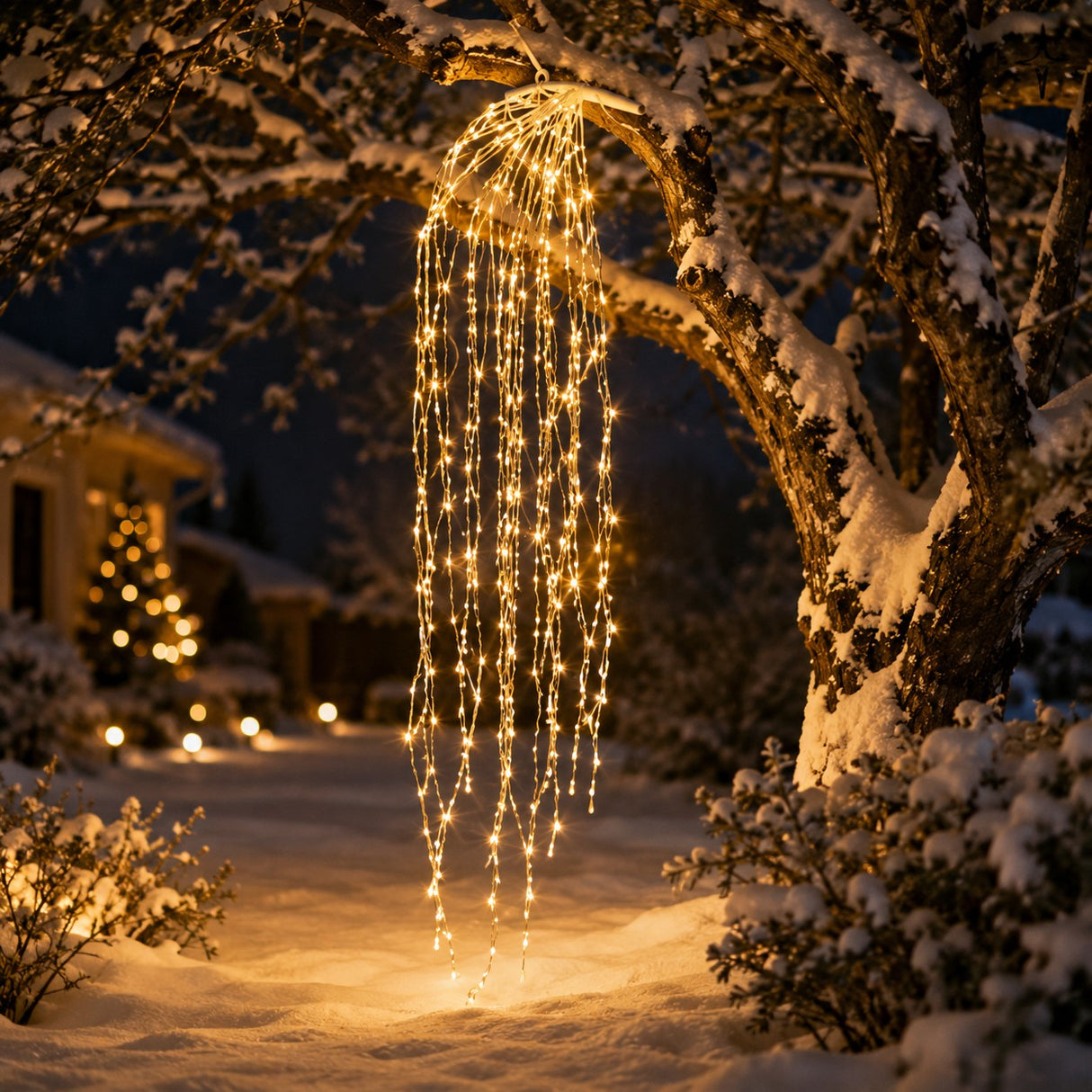EDG Enzo De Gasperi Cascata Natalizia a Led 40 Fili 1.120 Luci L 240 Cm Cavo 10 Mt Avorio