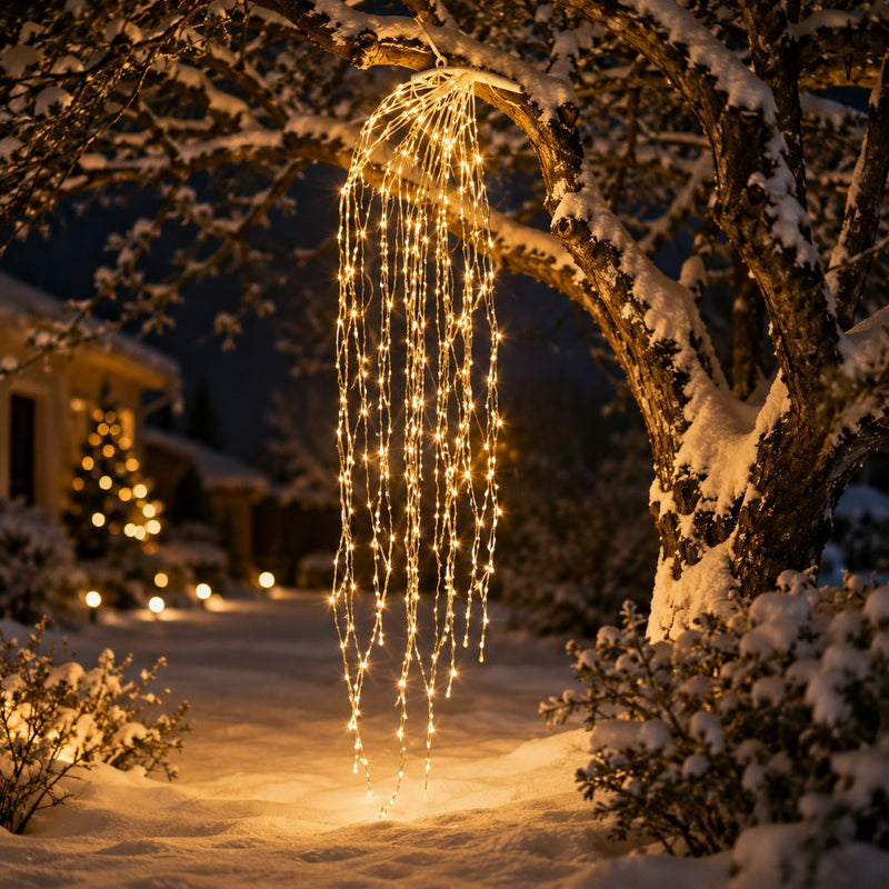 EDG Enzo De Gasperi Cascata Natalizia a Led 40 Fili 1.120 Luci L 240 Cm Cavo 10 Mt Avorio