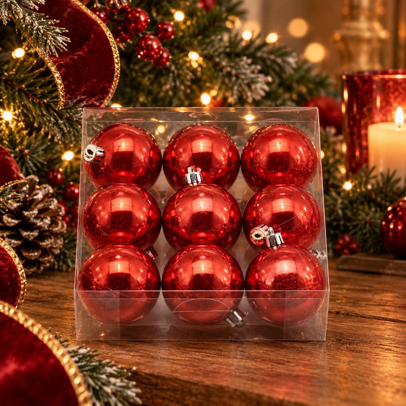 EDG Enzo De Gasperi Palline di Natale Rosse Perlate Ø6 cm – Set 9 Pezzi