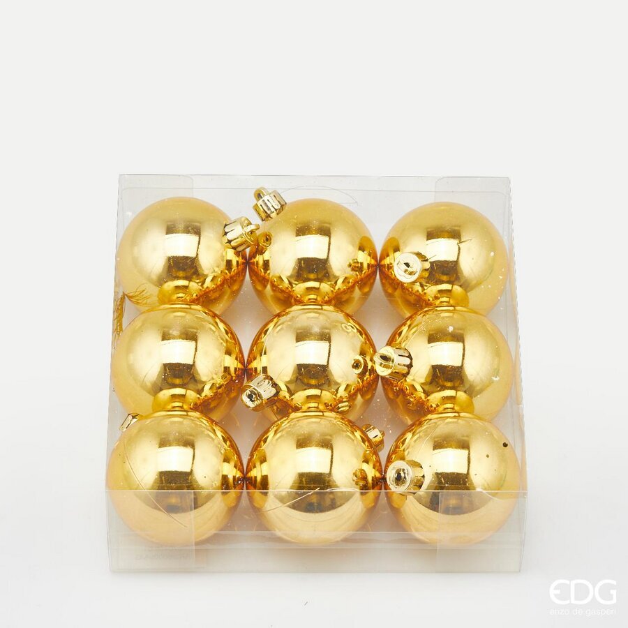 EDG Enzo De Gasperi Palle di Natale Lucide Oro – Set 9 Pezzi