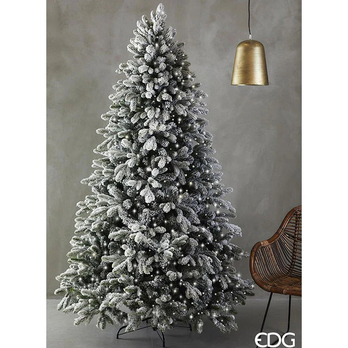 Snow-covered Merano Pine Christmas Tree H 240 cm D 148 cm with 950 White Green LEDs - LAST PIECE OFFER