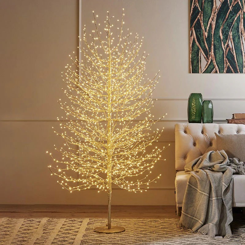 Faggio Natale con Base 2.000 Led H 180 Cm D 90 Cm Gold